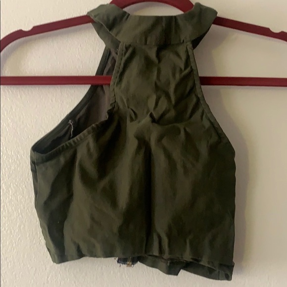 Green crop top with gold zipper - Picture 2 of 2